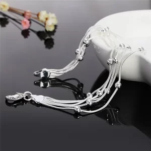 high quality 925 sterling silver bracelet 8 inches 20cm 5 wire beaded chain for women lady men fashion birthday gift jewelry