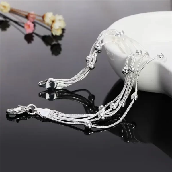 high quality 925 sterling silver bracelet 8 inches 20cm 5 wire beaded chain for women lady men fashion birthday gift jewelry
