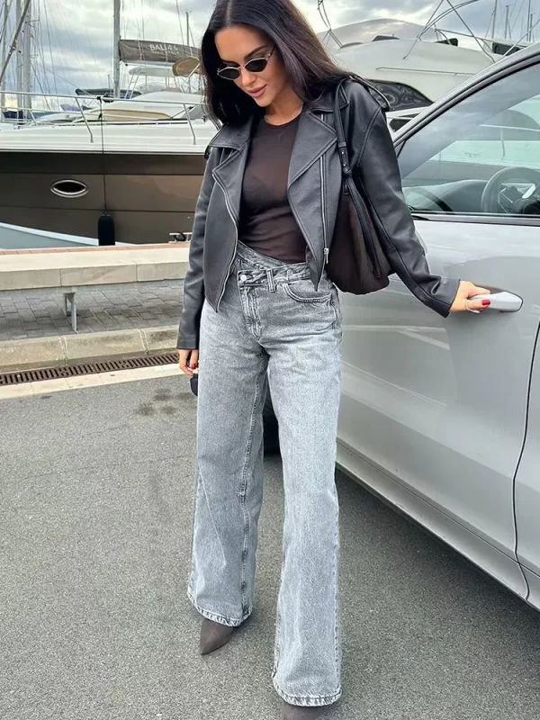 trafza women's straight jeans fashion 2025 high waist loose casual wide leg trousers commutingfemale streetwear denim pants