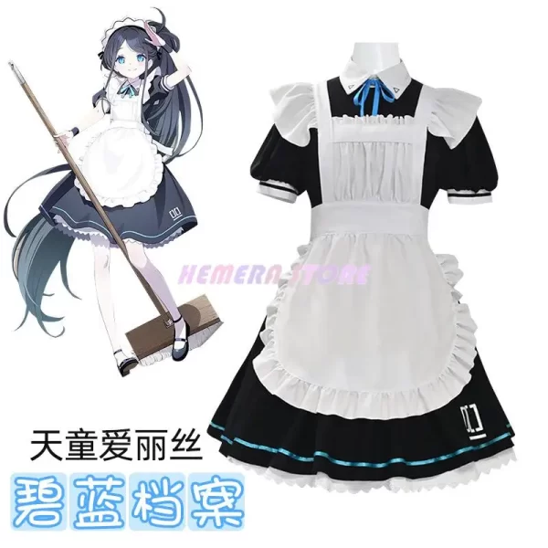 game blue archive anime tendou arisu cosplay costume wig french maid lolita skirt woman kawaii sexy carnival halloween suit