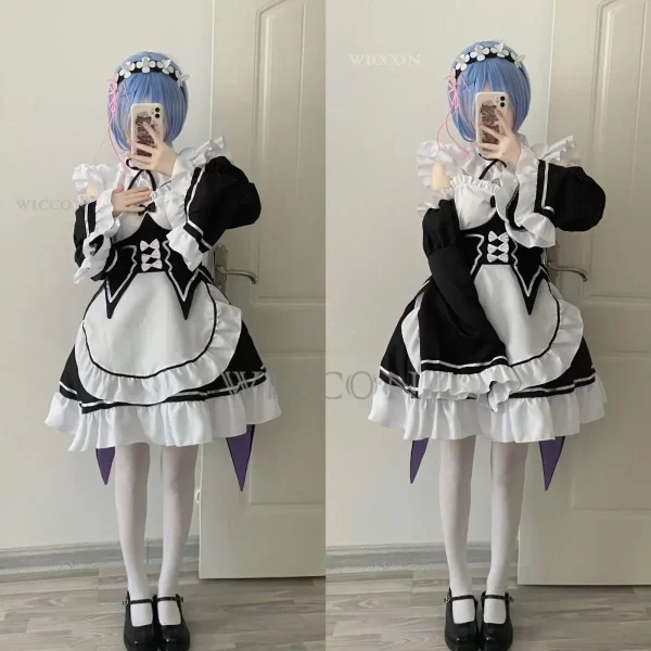 anime ram rem lolita maid cosplay costumes vestido re:zero kara hajimeru isekai seikatsu halloween costumes for women loli dress