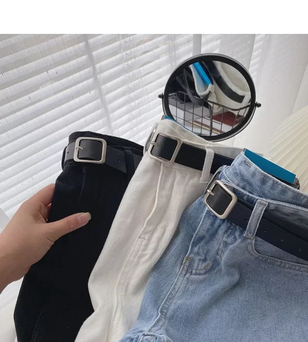 korean denim shorts with belt for women casual fashion summer wide leg high waist jeans y2k hot pants streetwear cowboy shorts
