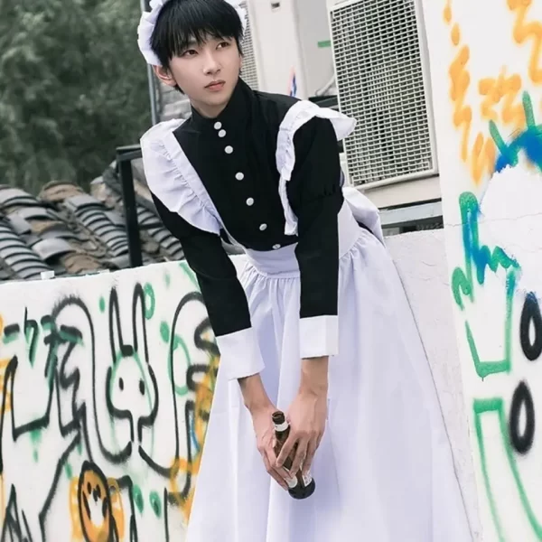 women maid outfit long dress apron dress lolita dresses men clothes unisex cafe costume cosplay anime costumes jujutsu kaisen