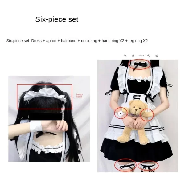 6 piece play costumes medieval sweet maid outfit lolita cute maid outfit cosplay clothes