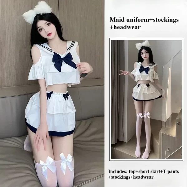 ladies' sexy lingerie sexy maid uniform hollow out hot no take off seductive suit bed hot flirting role playing uniform