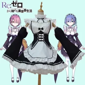 anime ram brake cosplay re: zero kara hajimeru isekai seikatsu black costume girls maid clothes women apron dress halloween cost