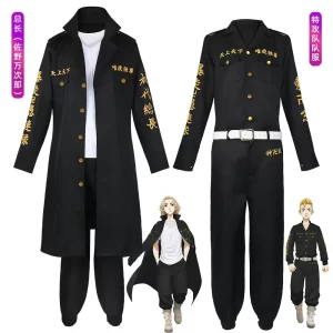 anime tokyo revengers manjiro sano cosplay costume black windbreaker pants uniform draken halloween carnaval clothes