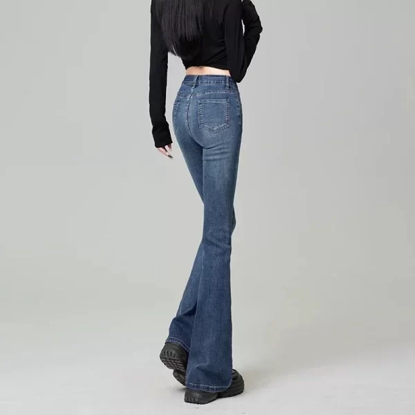 woman high waist flare jeans girls high street bell bottom pants female fashion light blue blue grey black blue denim trousers