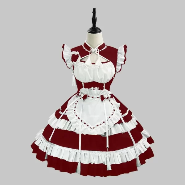 chinese qipao maid dress vintage cheongsam lolita cosplay costume,servant uniform for women