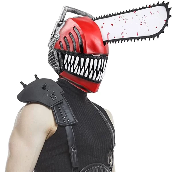 chainsaw man cosplay mask realistic anime character head cover halloween fancy dress party costume accessories horror mask