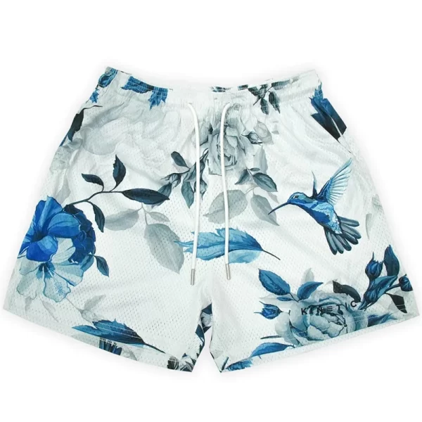 summer new men short pant rose design casual shorts street hip hop fitness polyester fast dry breathable embroidery men shorts