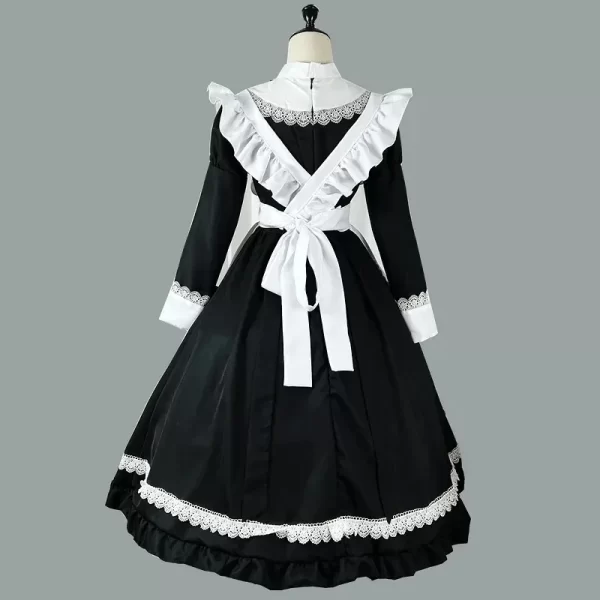 victoria black maid costume women lolita apron lace dress maxi floor length waitress vintage colonial halloween outfit plus size