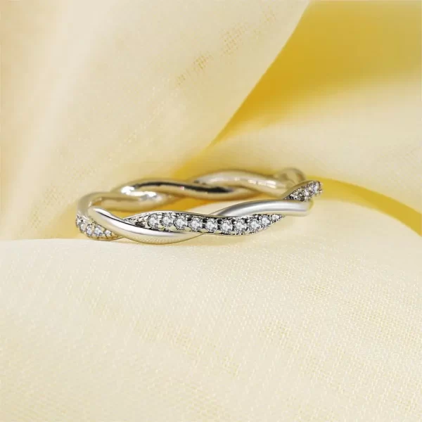 zhouyang dainty ring for women thin temperament winding wedding engagement ring silver color crystal fashion gift jewelry dzr018
