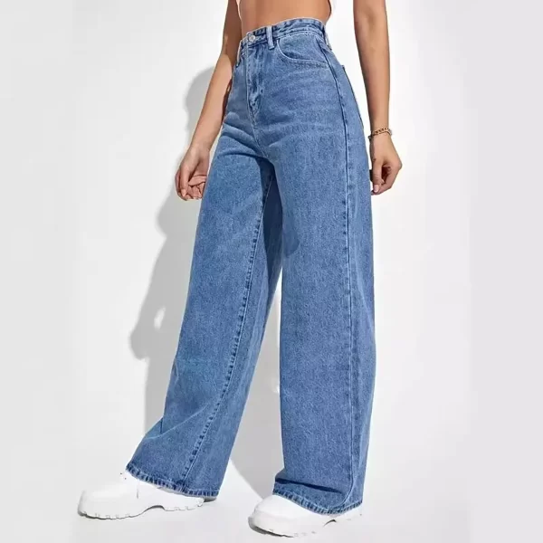 fashion retro blue jeans women y2k high street baggy straight pants high waisted all in one slim pants