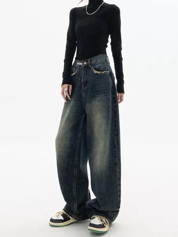 spring autumn wide leg jeans women high waist denim trousers women's jeans harajuku vintage bf style loose femme streeetwear