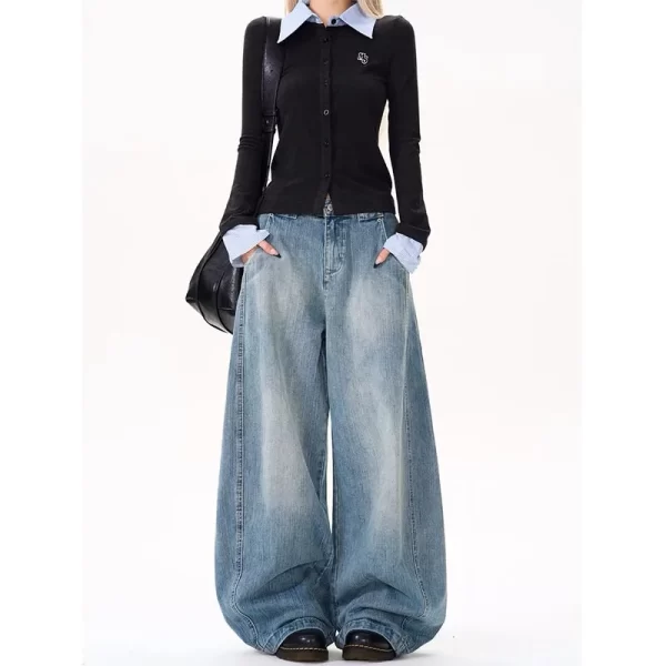 2025 new american fashion hip hop joker oversized jeans women street new spot hot mopping wide leg pants unisex loose jeans