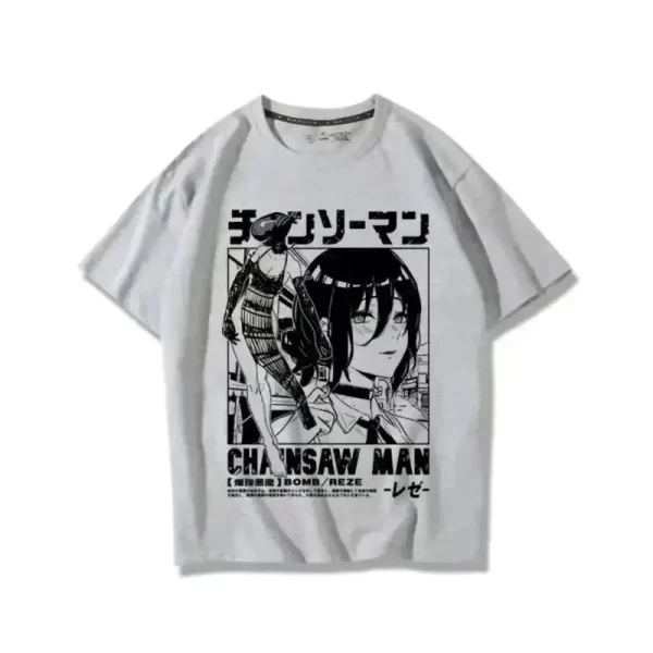 anime t shirt women chainsaw man manga graphic cotton short sleeve tee plus size women tops summer streetwear
