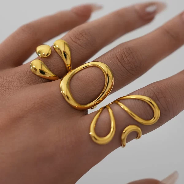 fashion minimalist large rings for women stainless steel gold plated waterproof hip hop women's finger ring aesthetic jewelry