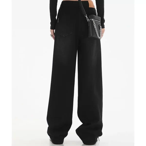 woman high waist slim fit wide leg jeans female high street y2k 2000s casual pants lady fashion black blue loose denim trouserse