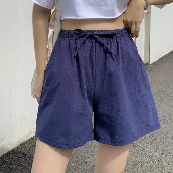 casual linen shorts women gym workout shorts cotton shorts summer big size loose home beach hot lace up shorts