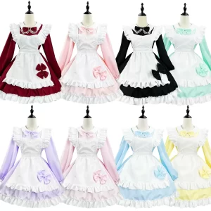 lolita skirt maid cosplay costume cute sexy long sleeve dress halloween costume anime clothes with apron skirt mascot s 5xl