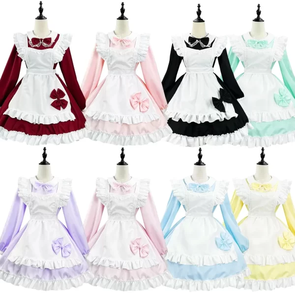 lolita skirt maid cosplay costume cute sexy long sleeve dress halloween costume anime clothes with apron skirt mascot s 5xl