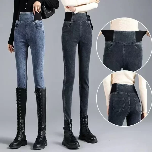 ptkpcc new elastic waist skinny jeans women spring slim stretch denim pants vintage pencil vaqueros mom pantalones de mujer