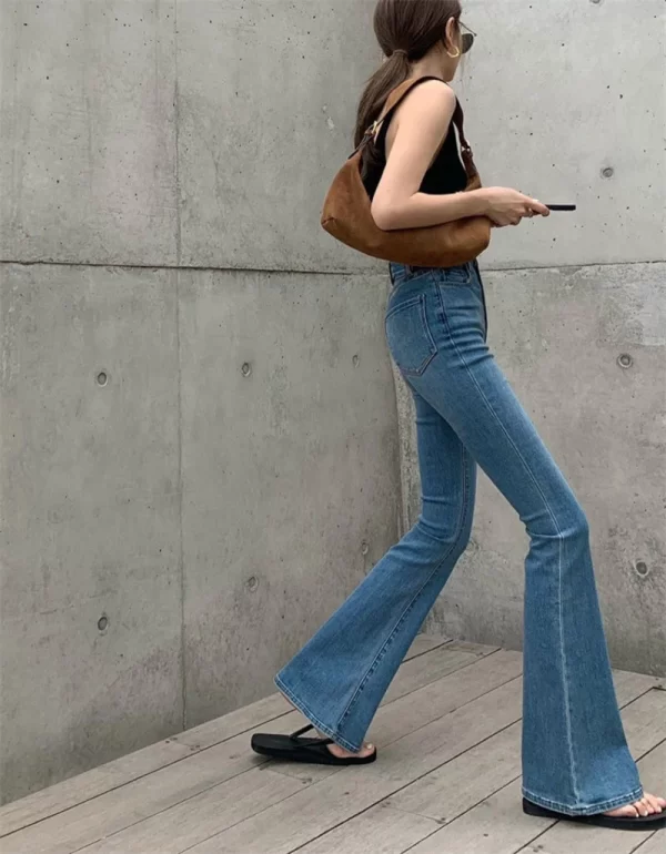 autumn and winter new retro micro flared jeans with high waist slim fit lifted hips wide legs flared jeans for women