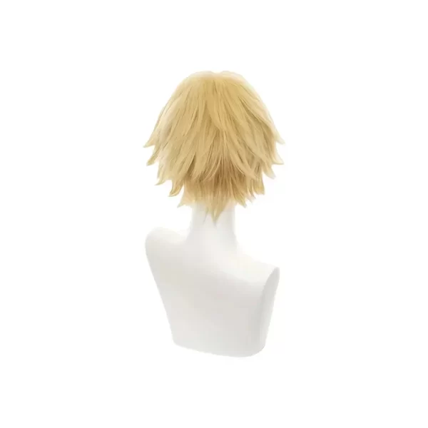 chainsaw man denji cosplay wig golden heat resistant synthetic layered short hair halloween carnival comic con party wigs props