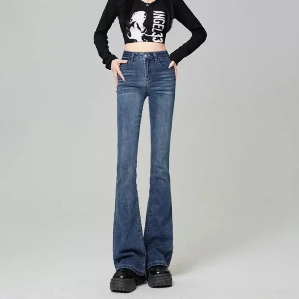 woman high waist flare jeans girls high street bell bottom pants female fashion light blue blue grey black blue denim trousers