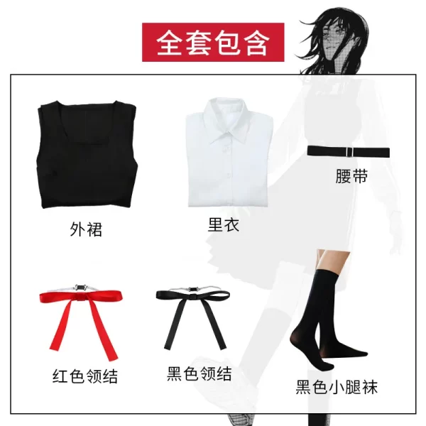 anime gaun kostum chainsaw man cosplay mitaka asa seragam jk school uniform women's shirt uniform dress halloween party set