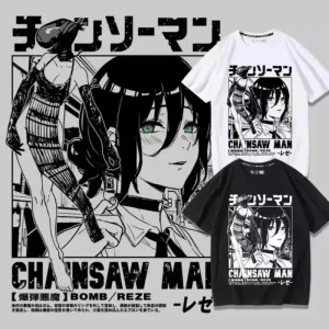 anime t shirt women chainsaw man manga graphic cotton short sleeve tee plus size women tops summer streetwear short sleeve tee