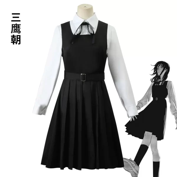 anime gaun kostum chainsaw man cosplay mitaka asa seragam jk school uniform women's shirt uniform dress halloween party set