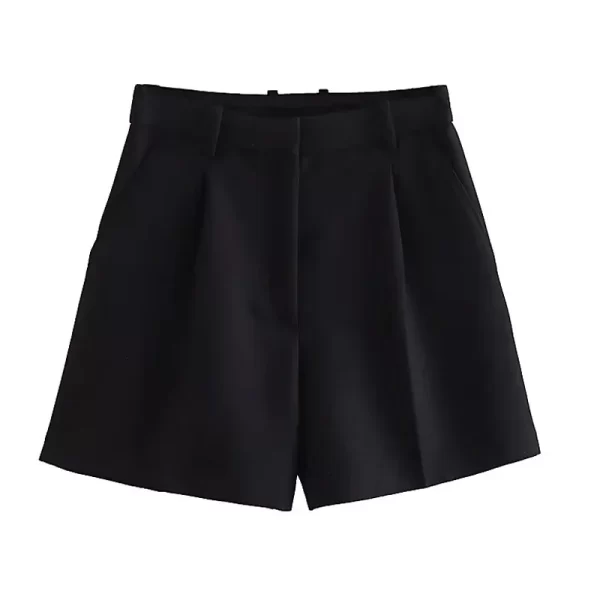 traf female shorts black pink shorts woman summer 2024 pleated baggy white shorts for women casual high waist short pants