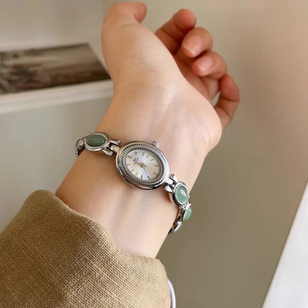 high end luxury watches for woman elegant green jewelry jade quartz bracelet wristwatch gift for women lady fashion dress watch
