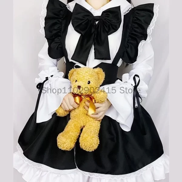 2023 halloween maid outfit lolita cosplay cute sexy erotic kawaii cafe costume black white men uniform apron dress cute bowknot