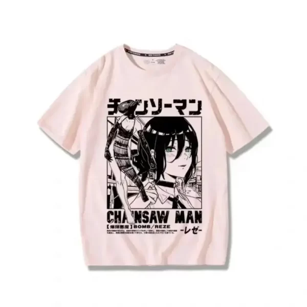 anime t shirt women chainsaw man manga graphic cotton short sleeve tee plus size women tops summer streetwear