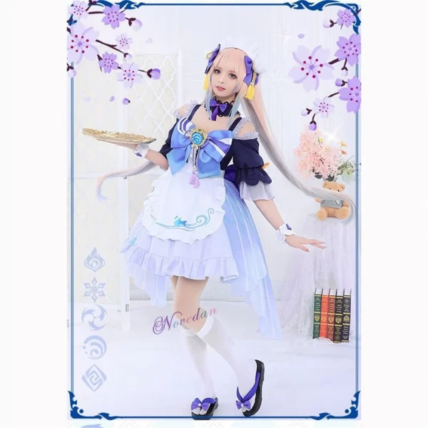 genshinimpact cosplay maid kokomi costume uniform wig shoes sexy women halloween christmas party fancy dress outfit full set