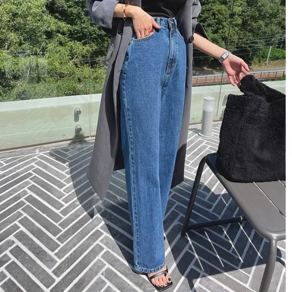 spring summer vintage denim wide leg pants 2025 new high waist blue street washed casual loose jeans pant pockets female