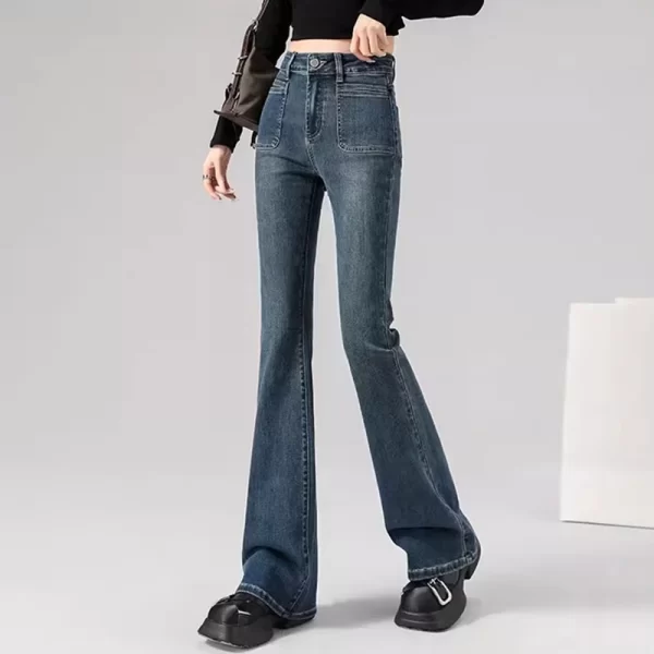 spring woman high waist vintage flare jeans girls korean y2k 2000s bell bottom pants female streetwear gray blue denim trousers