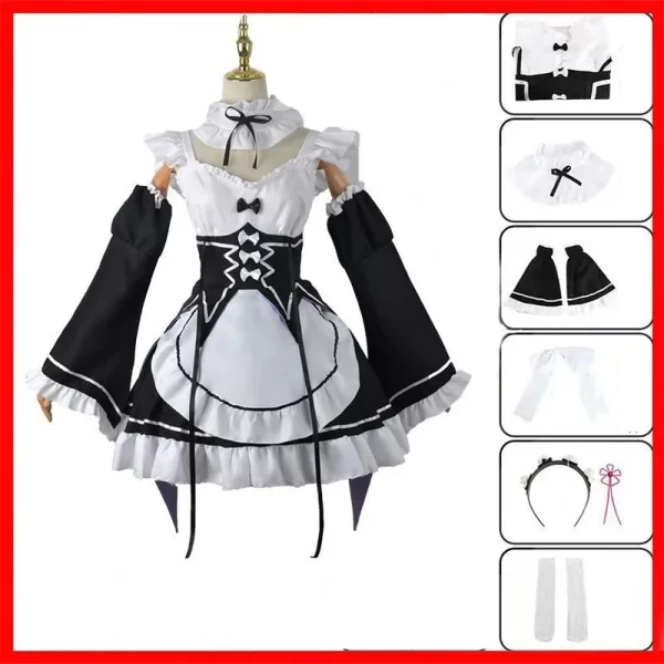 anime ram brake cosplay re: zero kara hajimeru isekai seikatsu black costume girls maid clothes women apron dress halloween cost