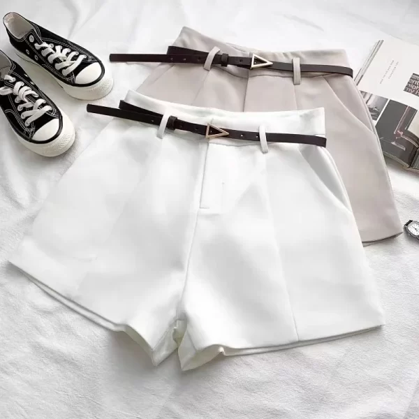 new casual shorts for women in spring 2025 korean version ins retro simple high waisted a line wide leg pants for outerwear