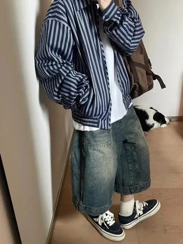 y2k women vintage retro streetwear breeches harajuku blue denim wide leg baggy short pants jorts bermudas jeans shorts clothes