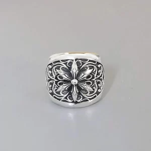 new fashionable simple cross carved ring 925 sterling silver european style men's ring uniquevintage texture ring for men