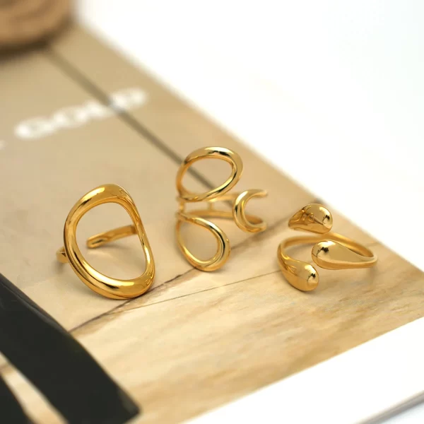 fashion minimalist large rings for women stainless steel gold plated waterproof hip hop women's finger ring aesthetic jewelry