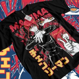 denji & makima chainsaw man t shirt pochitaanime manga unisex t shirt all size
