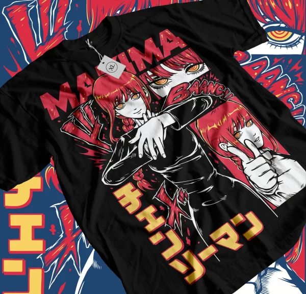 denji & makima chainsaw man t shirt pochitaanime manga unisex t shirt all size