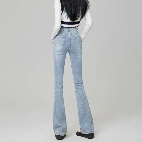 woman high waist flare jeans girls high street bell bottom pants female fashion light blue blue grey black blue denim trousers