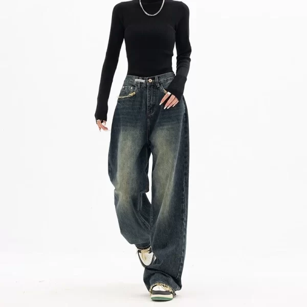spring autumn wide leg jeans women high waist denim trousers women's jeans harajuku vintage bf style loose femme streeetwear