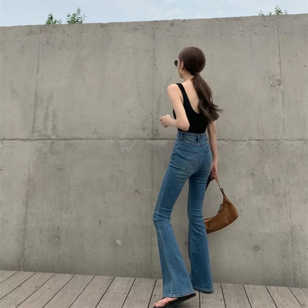 autumn and winter new retro micro flared jeans with high waist slim fit lifted hips wide legs flared jeans for women